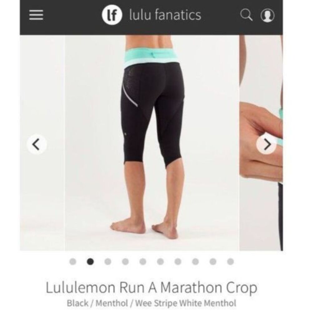 lululemon athletica size 4 run a marathon crop capris black and turquoise